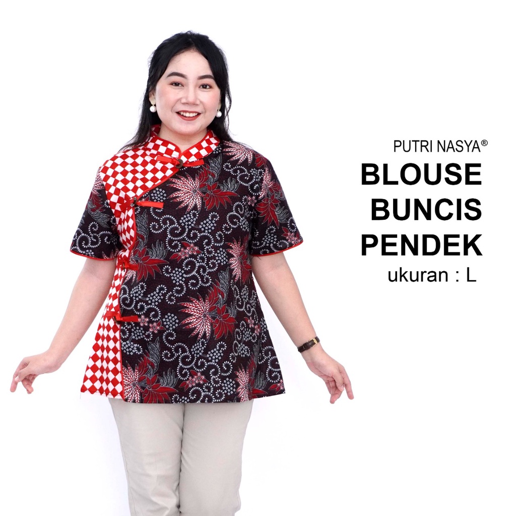 Putri Nasya - Blouse Big Size Batik Atasan Pendek Ukuran M,L,XL,2L,3L,4L,5L,6L,7L