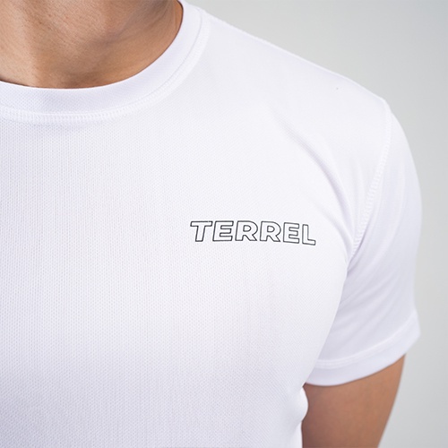 Terrel sportswear basic tee white tshirt baju kaos olah raga lari running gym - size L