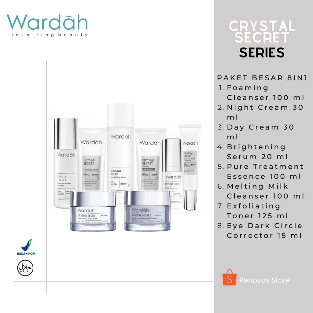 Paket Wardah Crystal Secret Series Besar 8 In 1 Complete Treatment