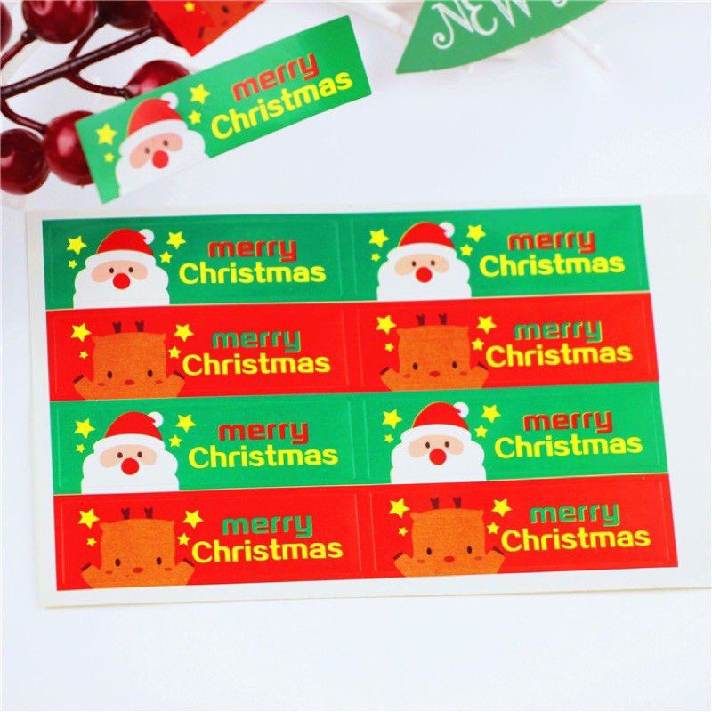 Sticker santa Merry Christmas sticker natal toples dan kotak kue BERBAGAI MOTIF