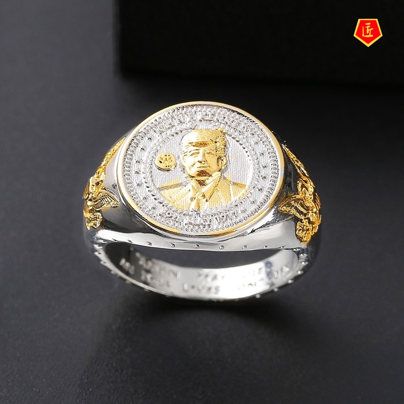 [Ready Stock]Commemorative Silver Coin Avatar Ring for Men