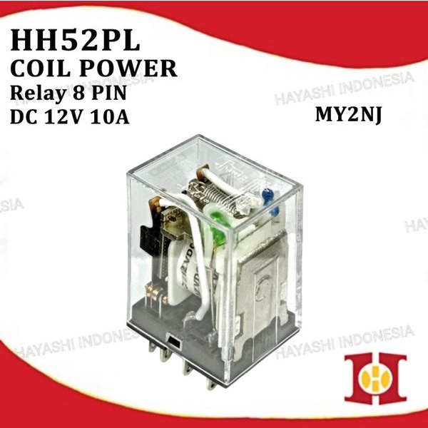 Relay 8 PIN Kaki 8P Coil Power DPDT Rilay LY2 LY2N MY2NJ DC 12V 10A