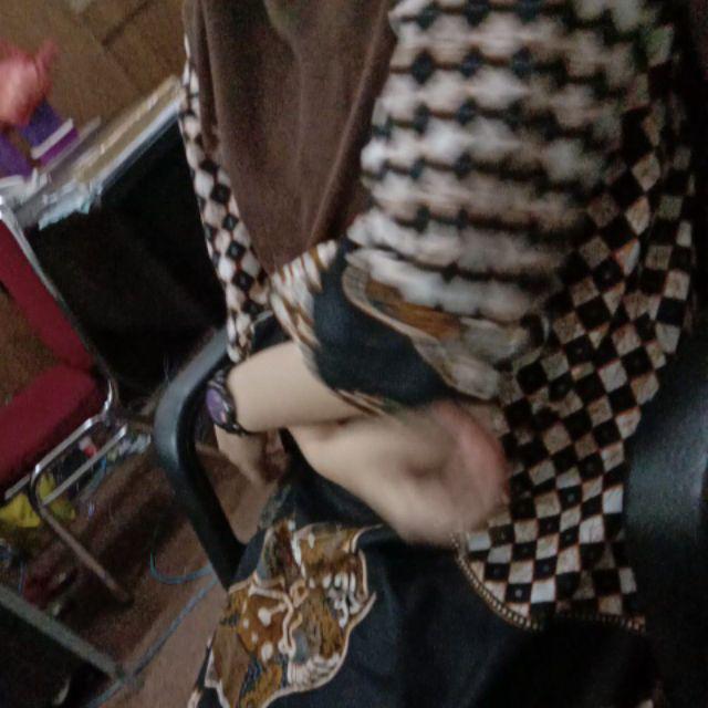 Tunik Sekar Jagat #3 Vania Abu Mono Kekinian Seragam Kerja Kantor Kondangan Murah Coklat Tunic Batik