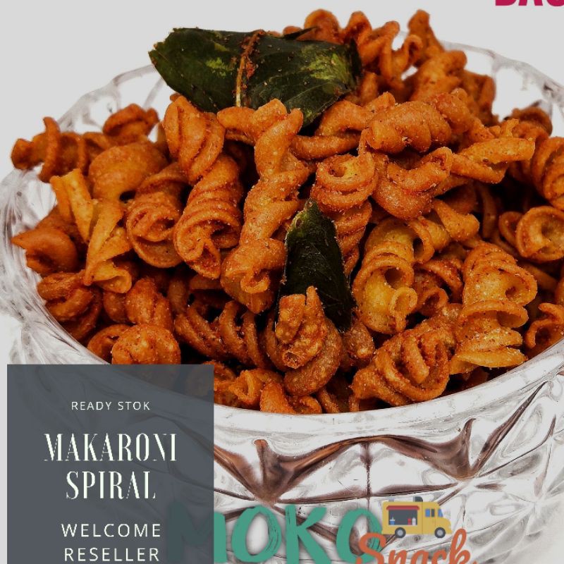 

Snack Cemilan Pedas Makaroni sepat spiral daun jeruk pedas 1/4 kg Ready stok