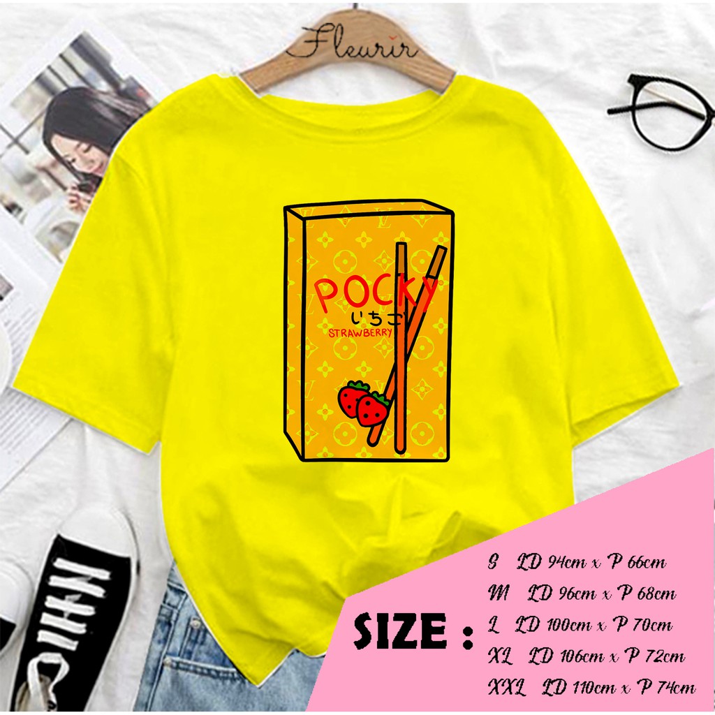 FLEURIR - KAOS WANITA POCKY ELVE DEWASA LENGAN PENDEK TUMBLR TEE UNISEX