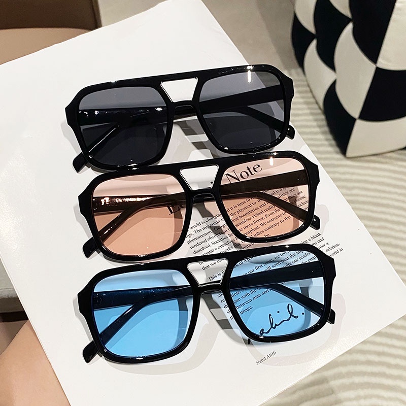 COD❤️Kacamata Hitam Pria lensa reflektif Sunglasses Retro Anti-Uv Kacamata Fashion Korea Trend