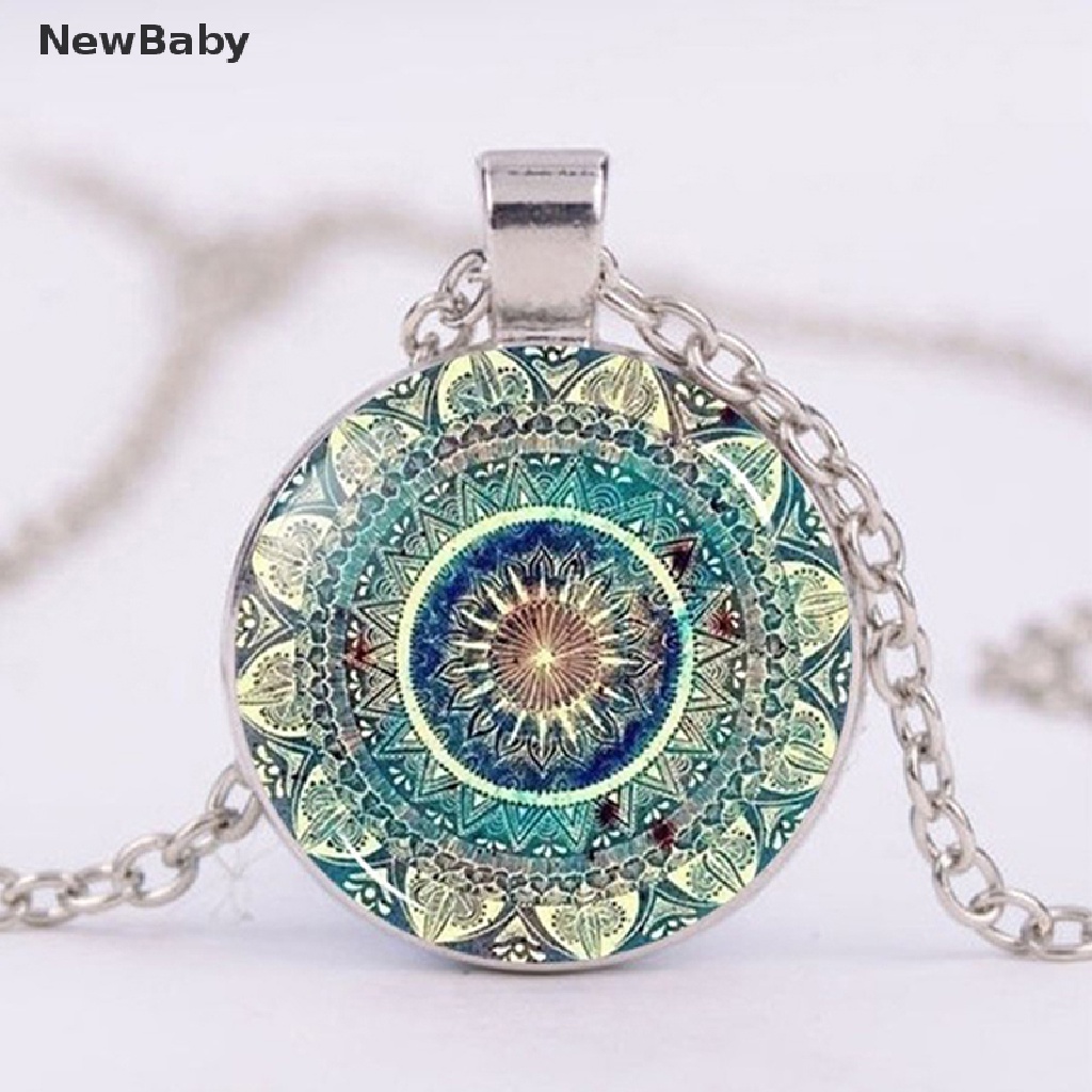 Newbaby Set Kalunggelang Tangananting Gantung Kaca Cabochon Motif Mandala India Untuk Wanita