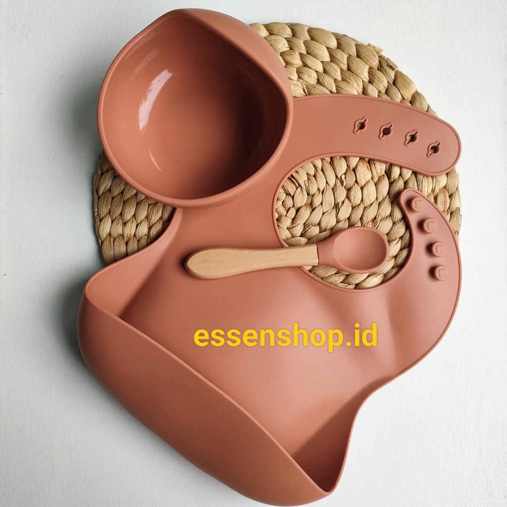 Kado Bayi baby bowl and bib silicone suction silikon premium hampers hadiah peralatan makan bayi