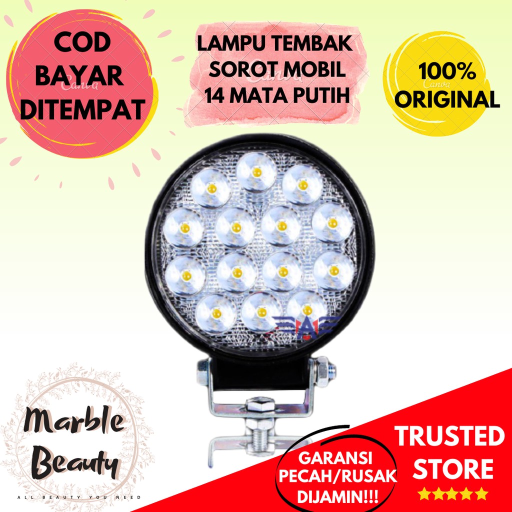 Lampu Tembak Sorot Kabut Fog Lamp Variasi Mobil Led Bulat 14 Mata Truk truck