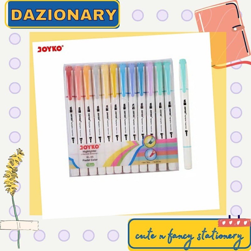 JOYKO HIGHLITER AND SPIDOL PASTEL 6 COLORS (double side)