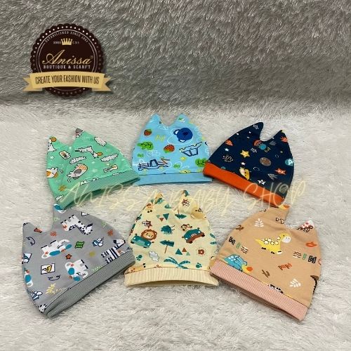 3 PcTopi Bayi New Born Motif Printing