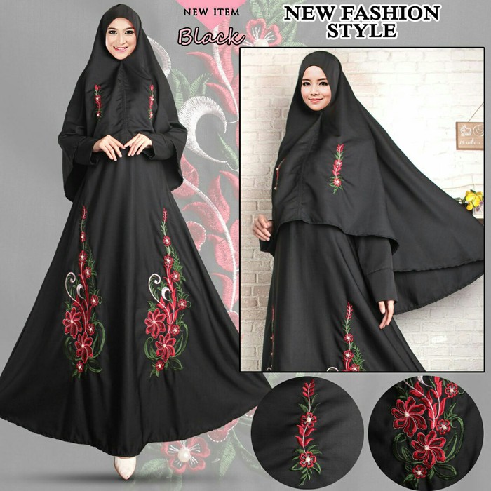 pakaian Gaun muslim ibu islami Ak JIHAN SYARI BLACK /baju gamis muslim syari cewek untuk pesta kerja