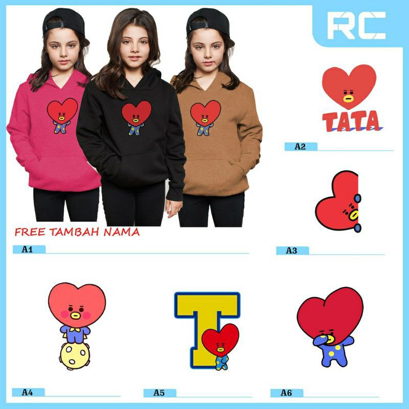 sweater hoodie anak BT21 TATA BTS-FREE NAMA