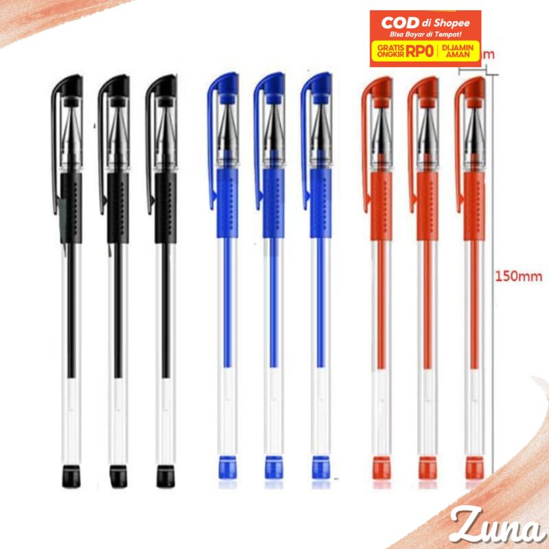 

ZUNA Pena Gel 0.55mm Standard Pulpen tinta cair Alat Tulis Sekolah Kantor Pen Warna Warni Pena Ujung Lancip ATK Bolpoin Pulpen