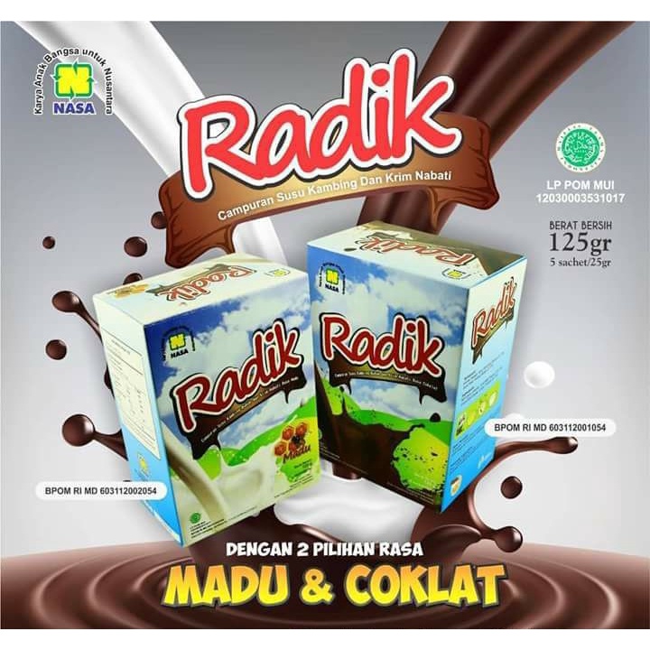 Susu Kambing Bubuk Radik NASA Rasa Madu dan Cokelat isi 5 Sachet