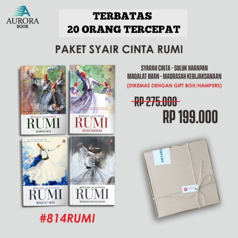 PAKET SYAIR CINTA RUMI - KAOS JALALUDDIN RUMI -  ORIGINAL