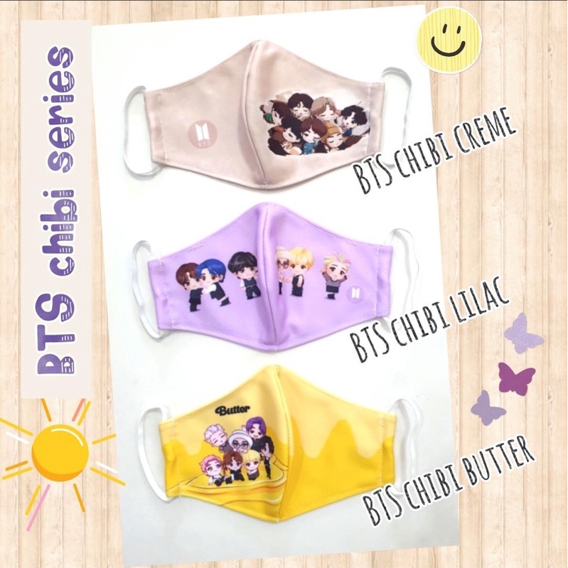Masker motif chibi BTS / Tiny Tan ( 2ply+kantong filter )