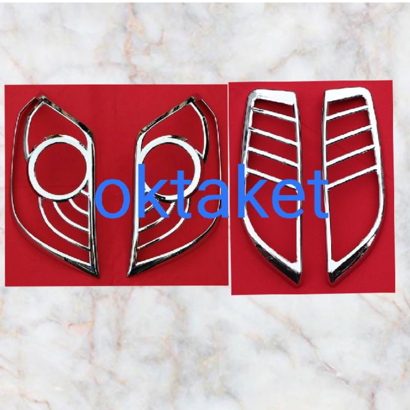 garnish lampu belakang exclusive + reflektor Agya Ayla 2013-2016 chrome hitam jsl