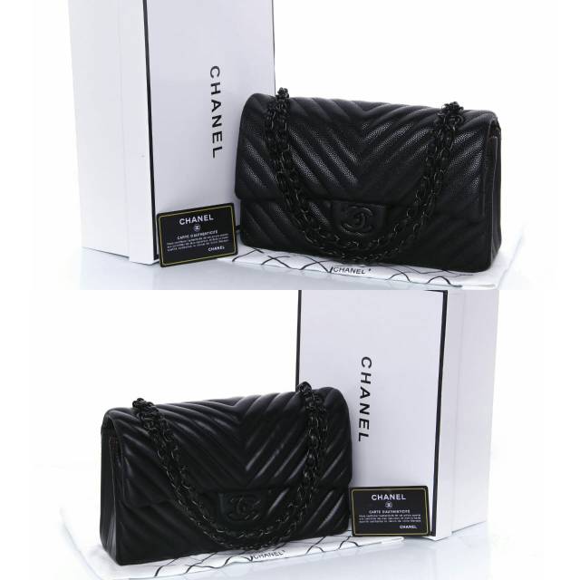 Chanel So Black Chevron 1112 + Box
