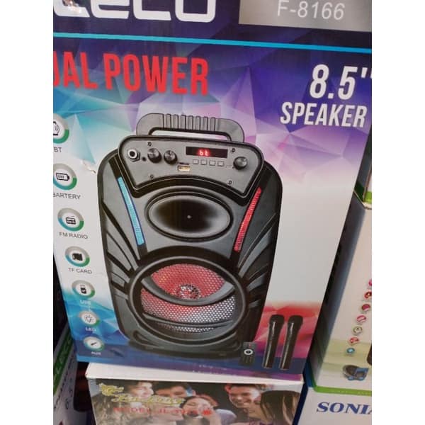 SPEAKER BLUETOOTH WIRELESS 8'5 INCH FLECO F-8166 / F 8166 / F8166 BONUS DUA MIC WIRELESS X-BASS