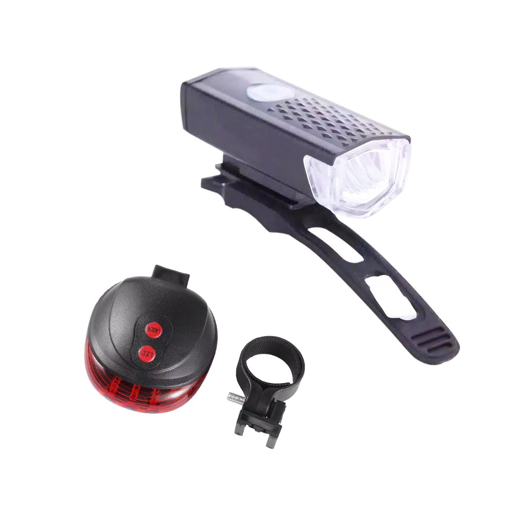 Paket Lampu Laser Sepeda Belakang &amp; Lampu Depan Sepeda LED