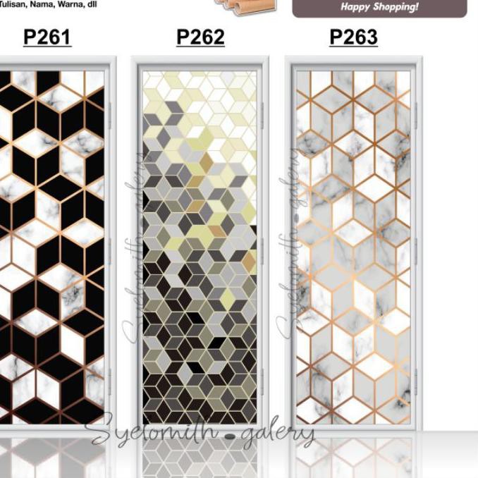 ♣ STICKER BATHROOM - STICKER PINTU KAMAR TIDUR - STIKER TOILET MOTIF CUBE ➶