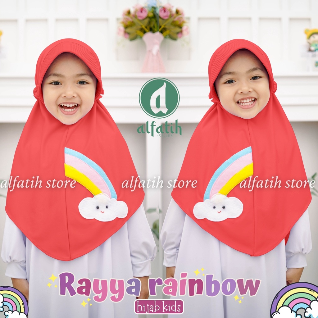 JILBAB ANAK TK - SD RAYYA RAINBOW / PELANGI / JILBAB ANAK USIA 4-7 TAHUN / PAKAIAN MUSLIMANAK PEREMPUAN / KERUDUNG ANAK TK / HIJAB ANAK TK-SD KHIMAR ANAK