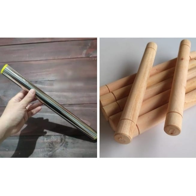 Rolling Pin Stainless / Roll pin Kayu / Penggiling Adonan  30cm