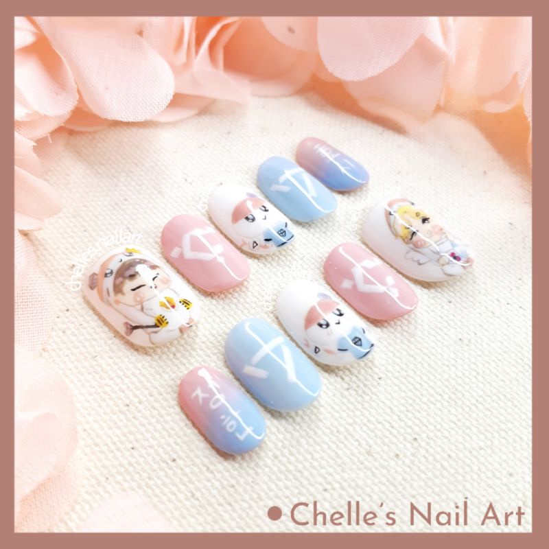 Jual SVT Logo Jeong Han Detail Painting Nails Custom Fake Nails Kuku