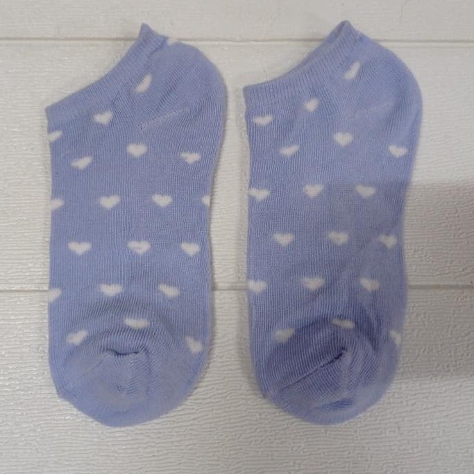 ❄ TMALL ❄ Kaos Kaki Motif Wanita Pria Korea Ankle Cute Semata Short Socks Pendek Fashion Import COD R097 - R100-LOVE BIRU