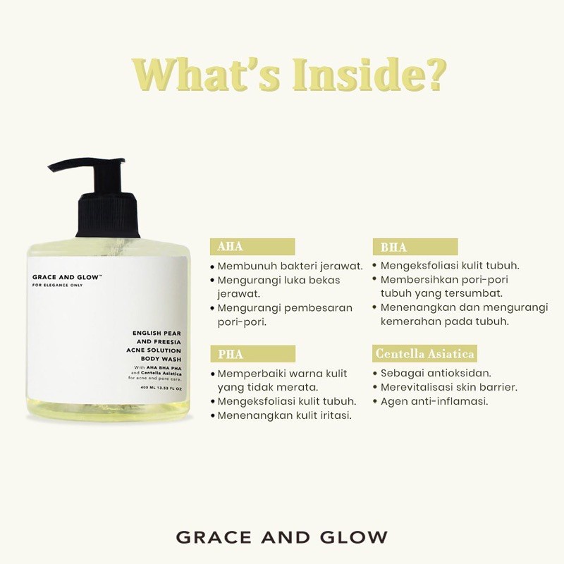 GRACE AND GLOW Body Wash | Sabun Mandi | Brightening | Acne Black Opium English Pear Rouge 540