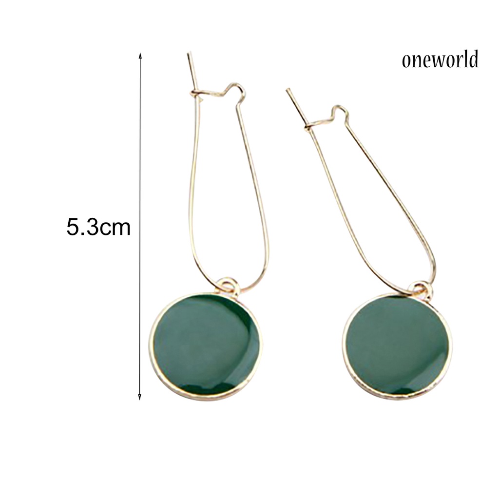 OW@ 1 Pair Earrings Elegant Wear-resistant Circle Shape Green Circle Earrings for Party