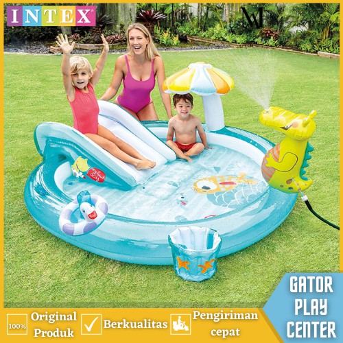 Kolam Tempat Renang Berenang Bermain Karet Perosotan Air Mancur Naga Anak Jumbo Besar Intex Murah