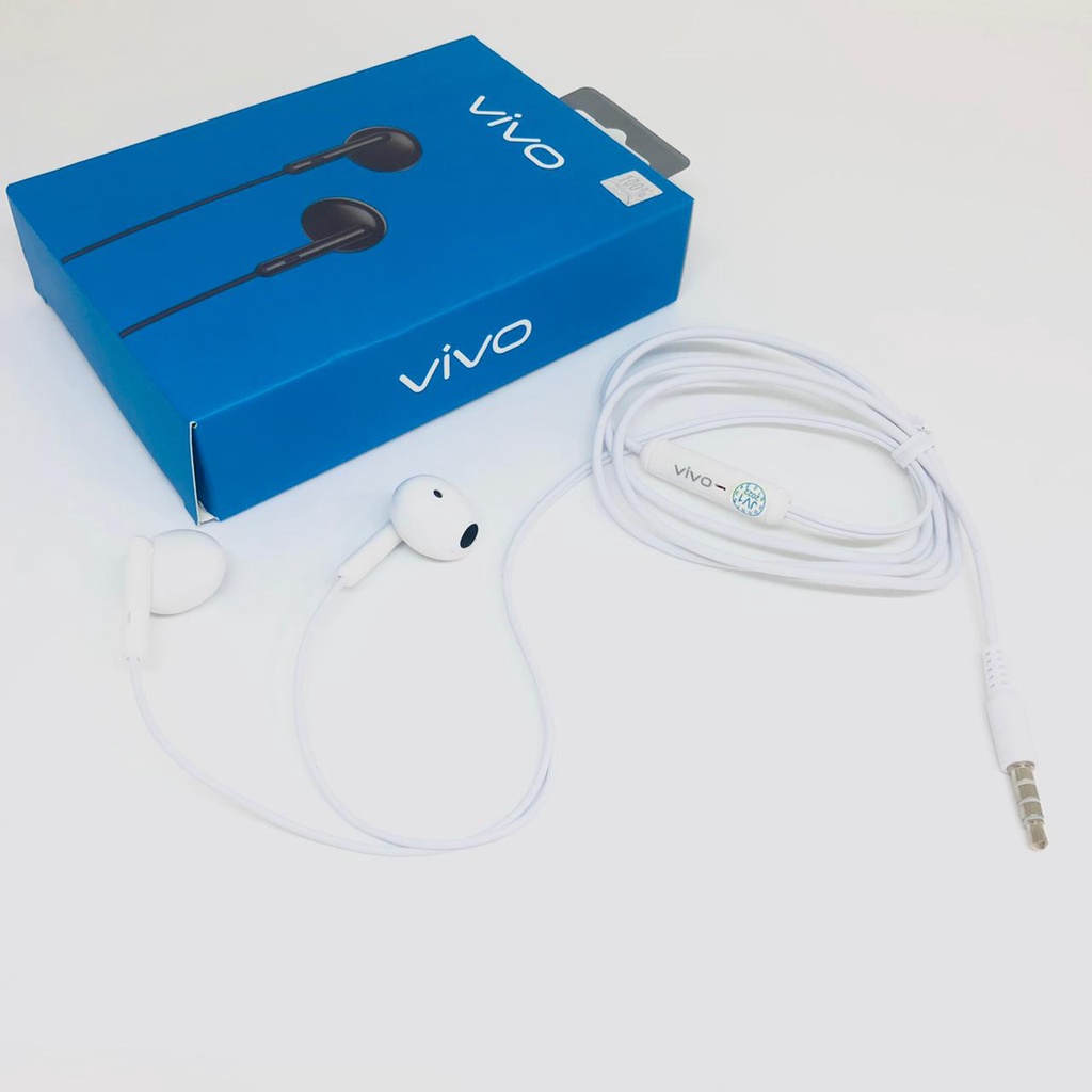 EARPHONE OPPO DAN VIVO HF BRAND BUDS CLASSIC R3 + PACKING warna black &amp; white