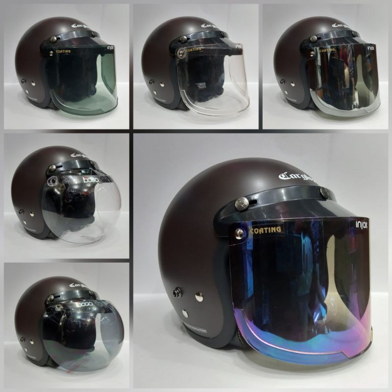 Helm Cargloss CFM Espresso Brown Doff (Coklat Kopi) Set Kaca