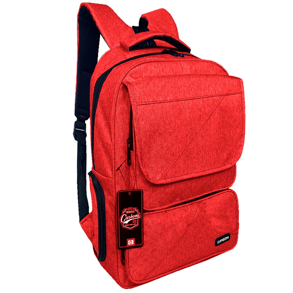 Carboni Fintage Tas Ransel Laptop 14-15 Inchi Mode Korean AA00026 0022-  Original - Red + Raincover