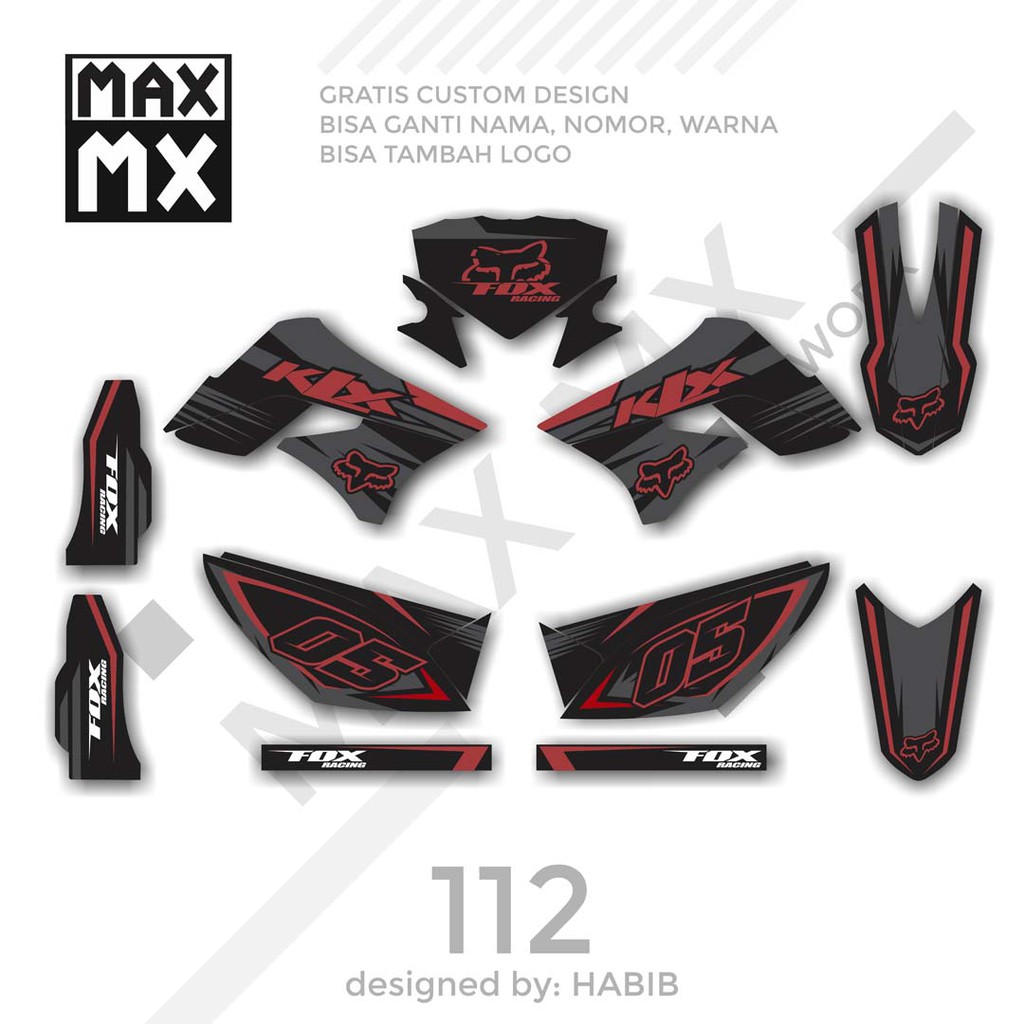 MX-01112 decal klx 150 merah grey simple