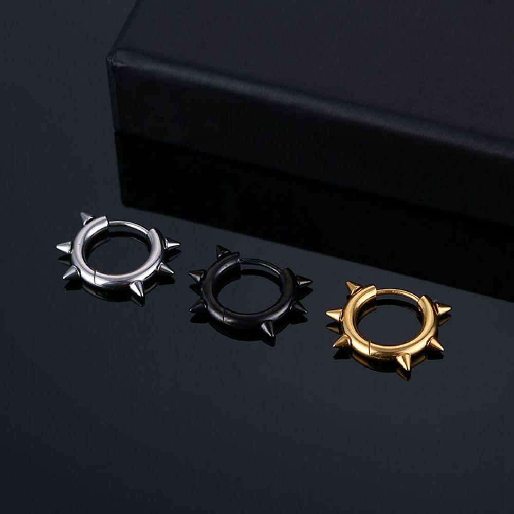 Mxbeauty Anting Hoop Anti Karat Keren Gaya Punk Wanita Lingkaran Anting Perhiasan Fashion Rivet Pria Earring