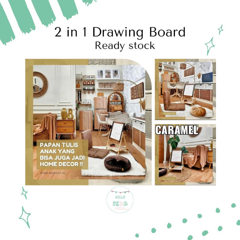 MENKAY 2 in 1 DRAWING BOARD PAPAN GAMBAR ANAK PAPAN TULIS MENKAY DRAWING BOARD 2IN1