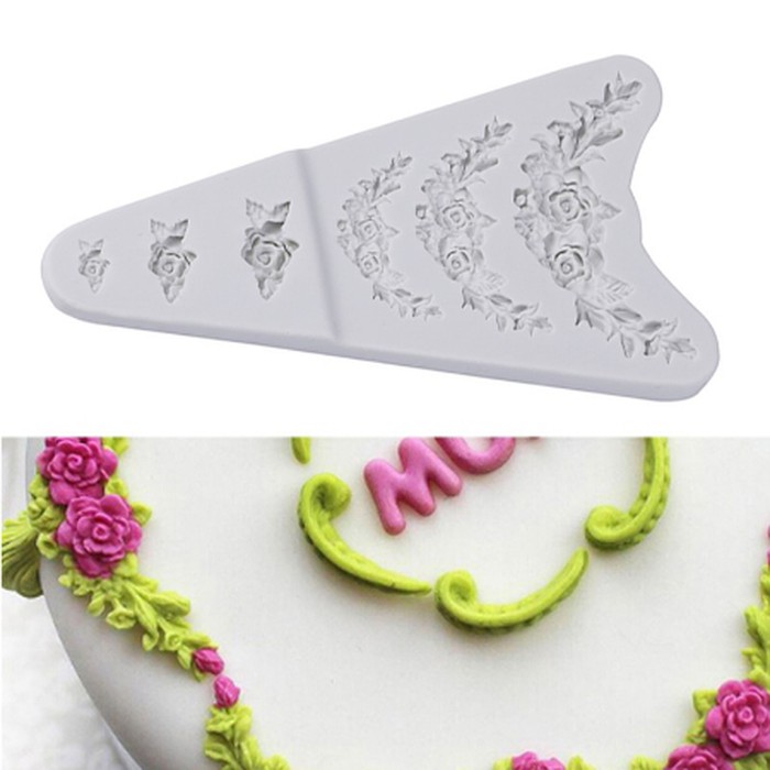 3D Silicone Mold Fondant Cake Decoration - Six Shape Flower Border