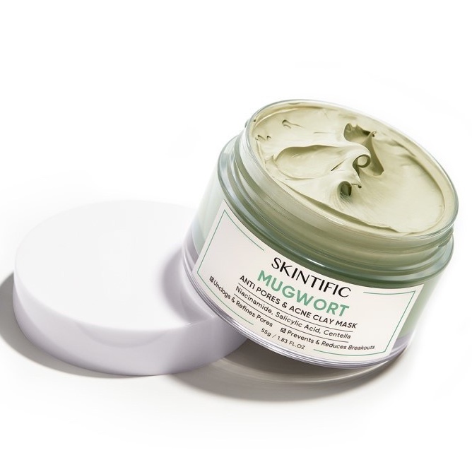 SKINTIFIC - Mugwort Anti Pores &amp; Acne Clay Mask Pore Clarifying Wask Off Pack 55g