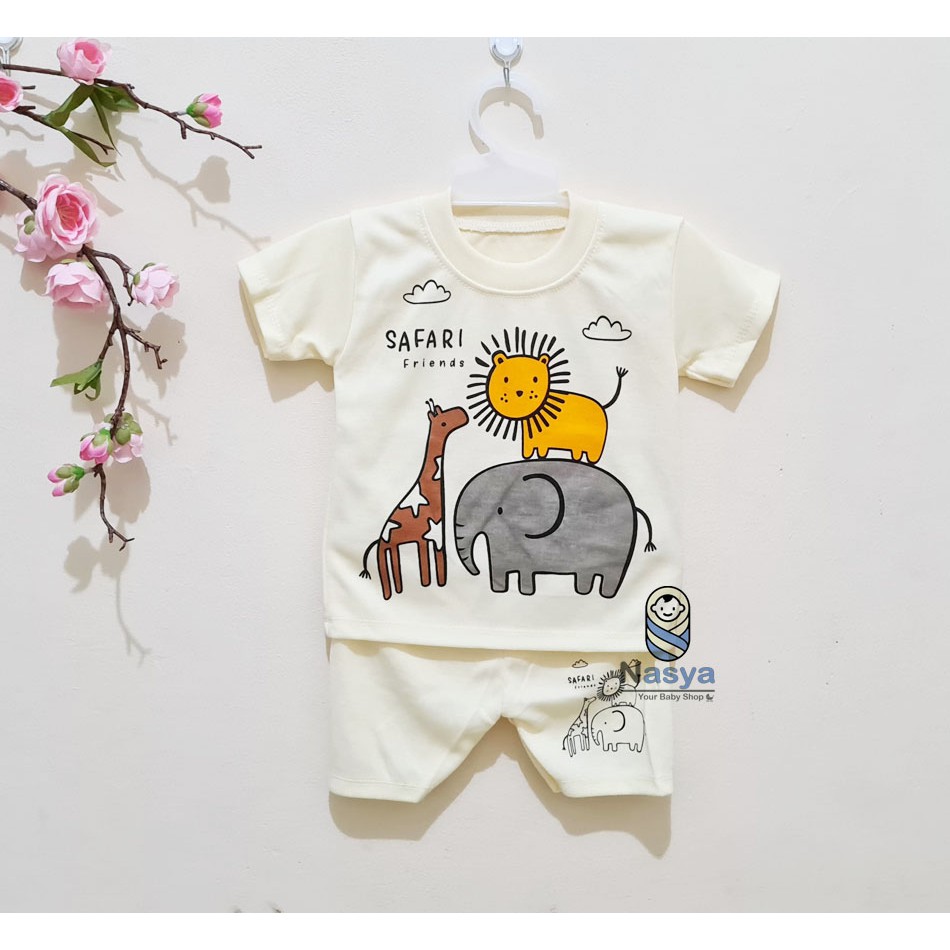 [J-006] Setelan Baju Pendek bayi laki-laki soft / Baju anak MURAH (0-6 bulan)
