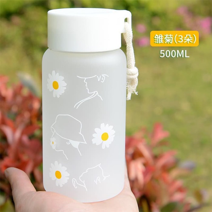 TUMBLER KACA TEMPAT MINUM BOTOL MINUM LITTLE DAISY CANTIK 500ML