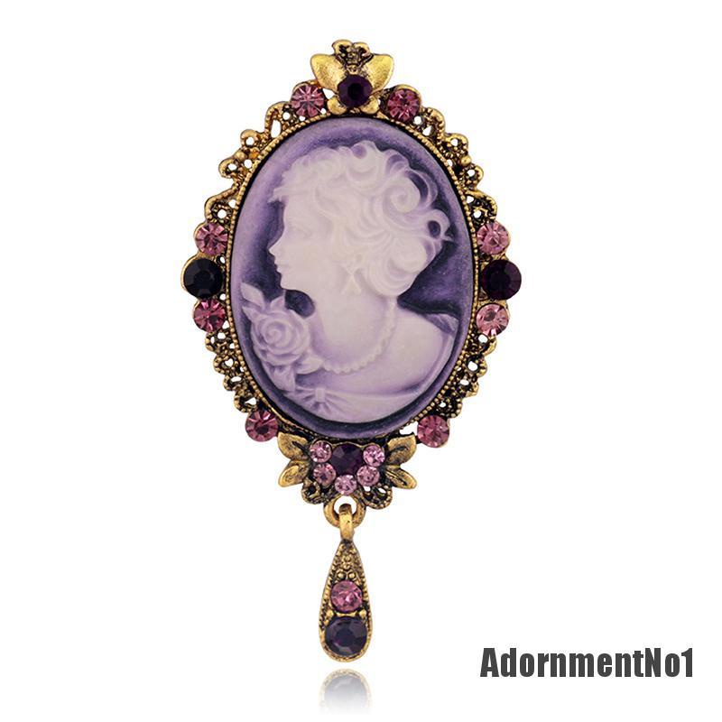 (Adornmentno1) Bros / Pin Gaya Victoria Motif Cameo Aksen Kristal Untuk Perhiasan Wanita / Pesta Pernikahan