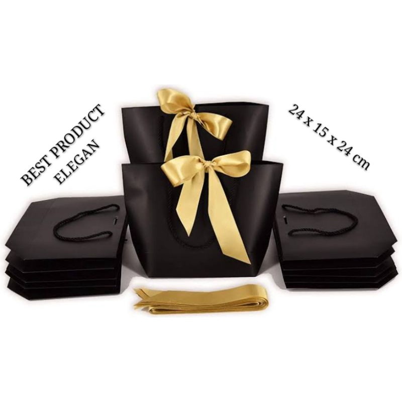

ELEGAN PEARL PAPERBAG SUPER BLACK.GOLD RIBBON