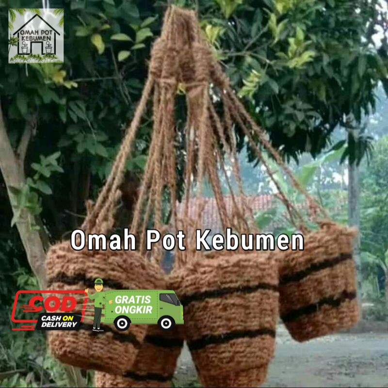 Jual Pot Sabut Kelapa Gantung Kombinasi Ijuk Aren, Pot Gantung Sabut ...