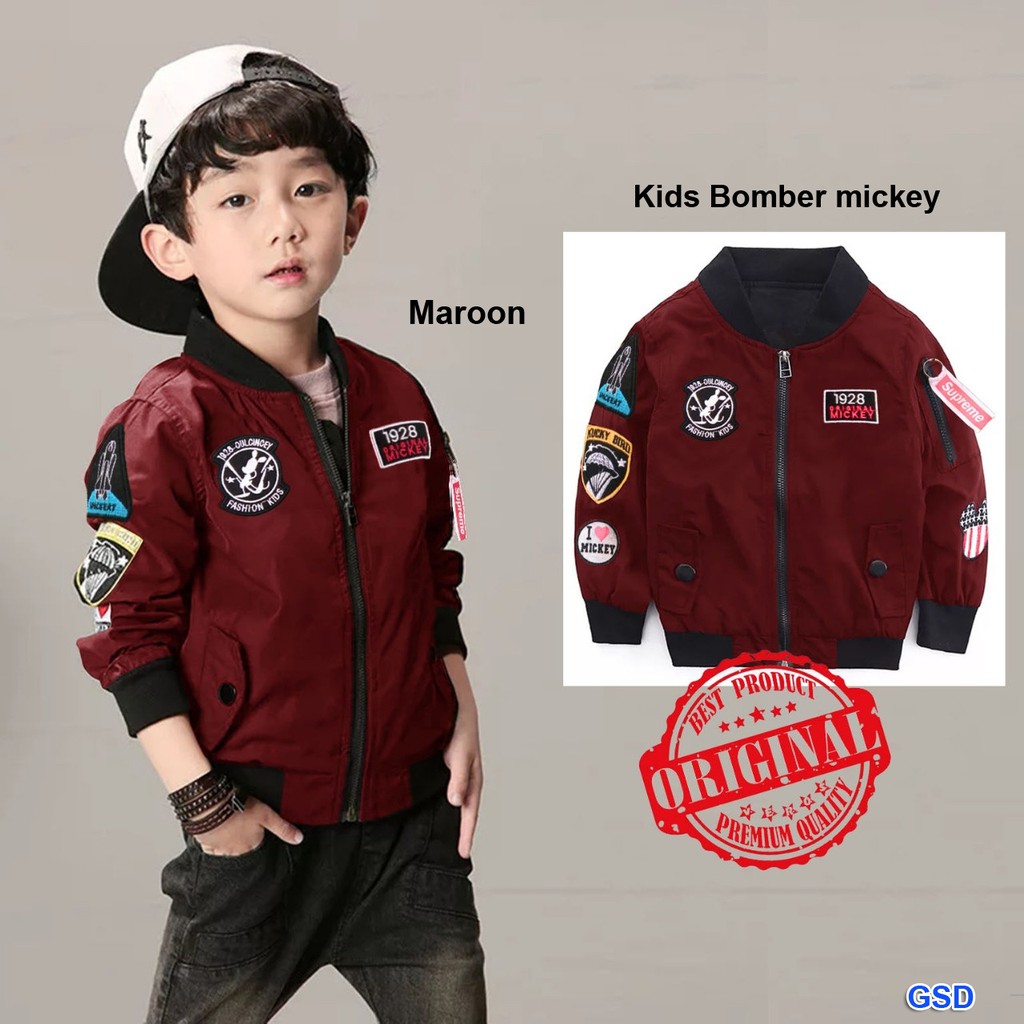 Bomber kids mickey/jaket bomber anak cowok 4-6thn/Sweater Bomber Anak Termurah/Jaket Sleting Premium