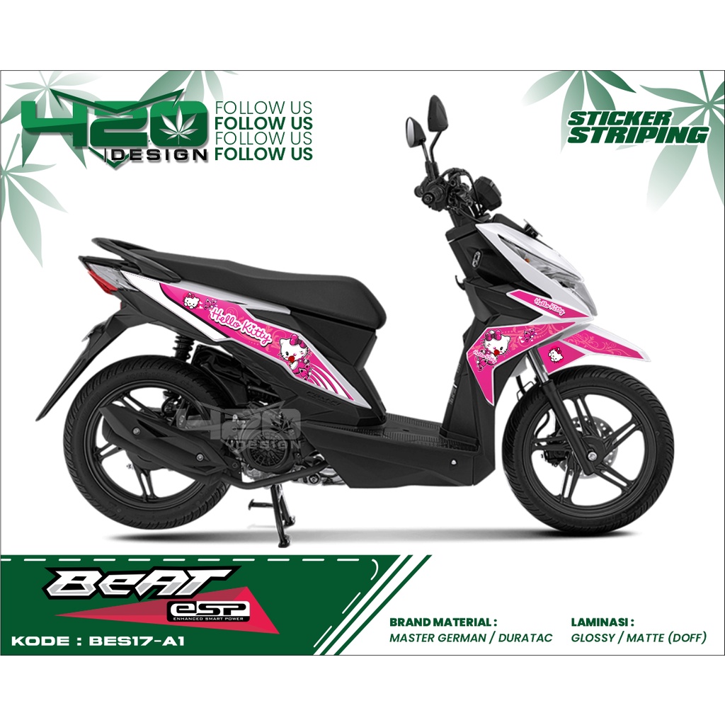 BEAT STREET/BEAT ESP STIKER LIS VARIASI PINK HELOKITTY - STRIPING STICKER AKSESORIS MOTOR BEAT STREE