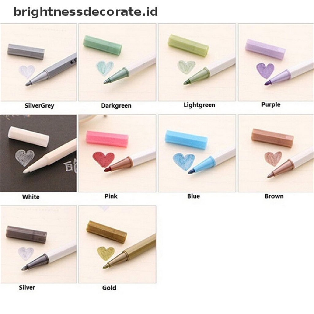 10pcs / Set Pensil Marker Warna Metalik Tahan Air Untuk Album DIY