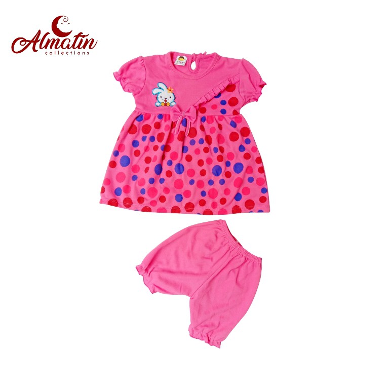 3 STEL DRESS ANAK PEREMPUAN / BAJU ANAK PEREMPUAN / SETELAN DRESS BAYI MOTIF POLKADOT 3-18 BULAN